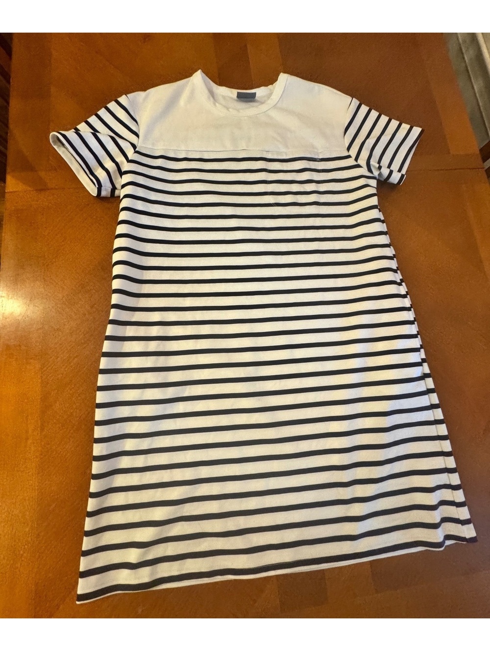 32 Degrees Women's Navy and White Striped T-Shirt Dress 2601